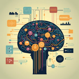 Brain-like flashcards adapting to a user's profile, with progress metrics, symbolizing Brainscape's smart and adaptive learning approach.