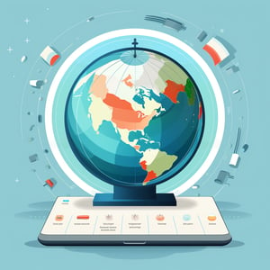 Illustration of a globe surrounded by various study materials, representing Cram's comprehensive nature and social learning features.